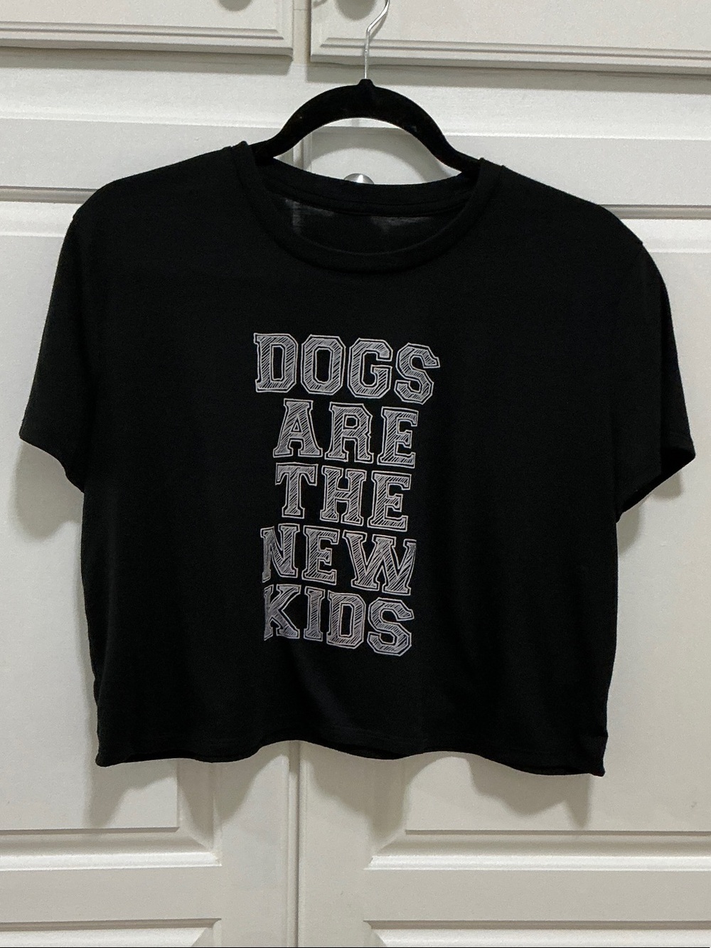 Black cropped Graphic Tee - "Dogs Are The New Kids"